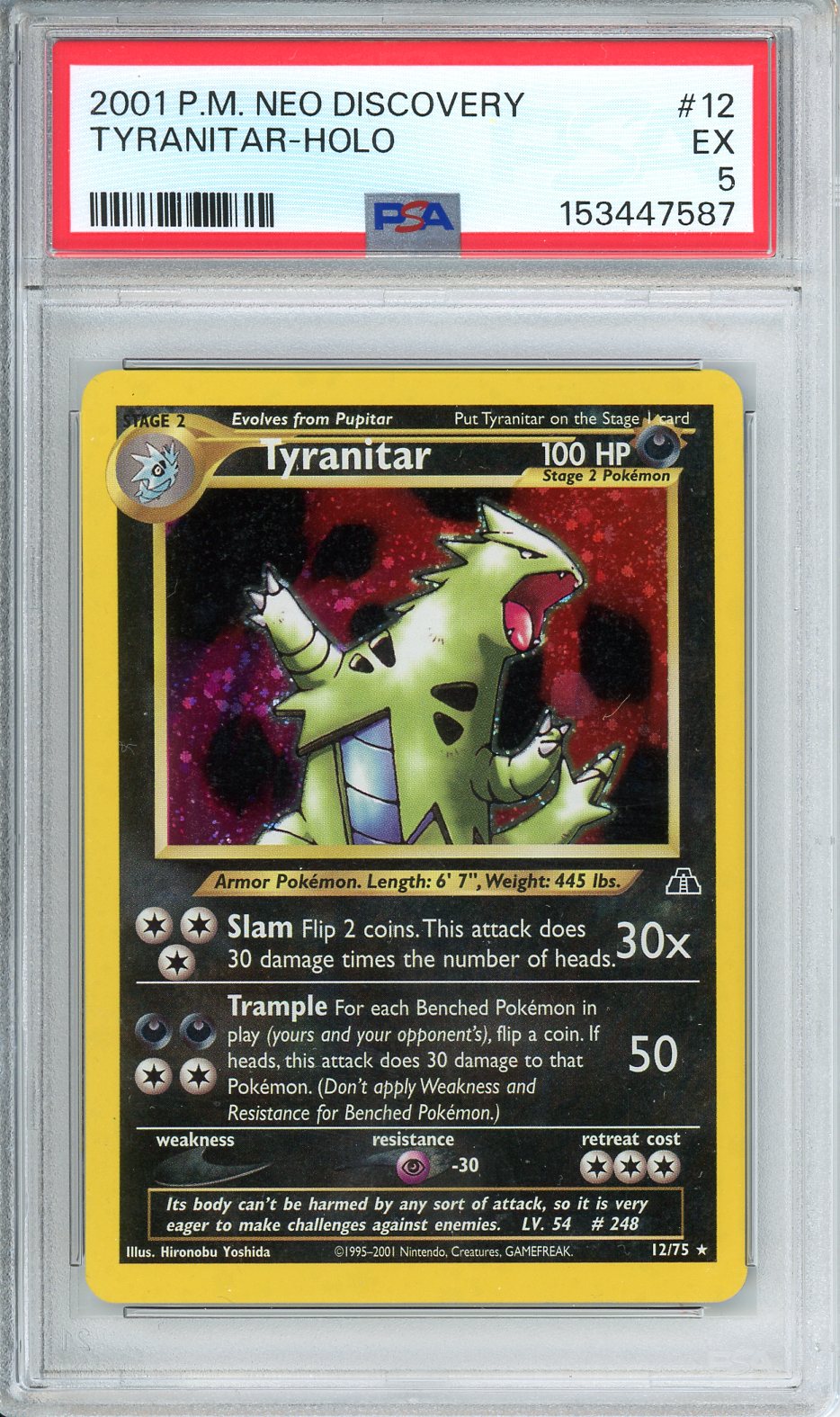 2001 Pokemon Neo Discovery Tyranitar Holo #12 PSA 5 EX