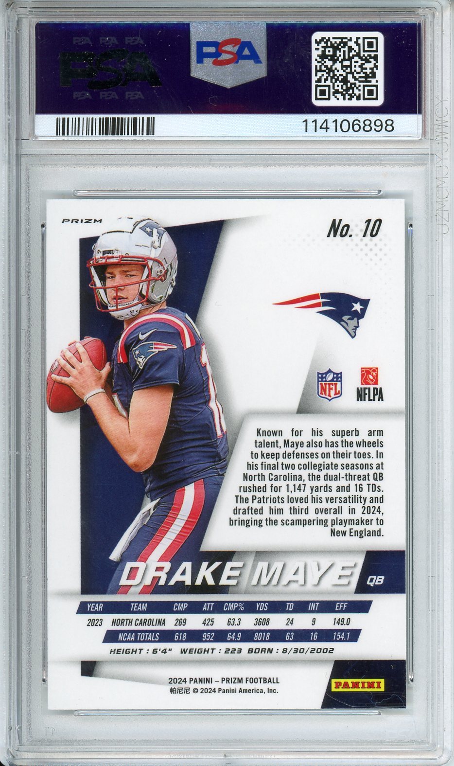 2024 Prizm Drake Maye Flashback Rookie #10 PSA 10