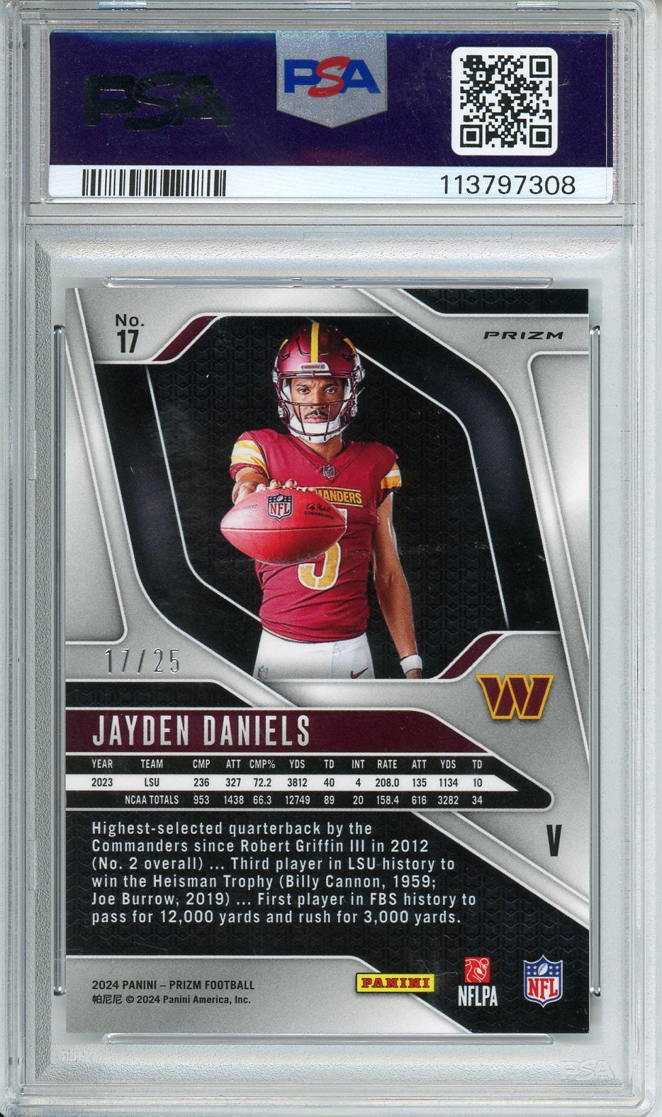 2024 Prizm Jayden Daniels Rookie Variation-Mojo Prizm #17 PSA 9