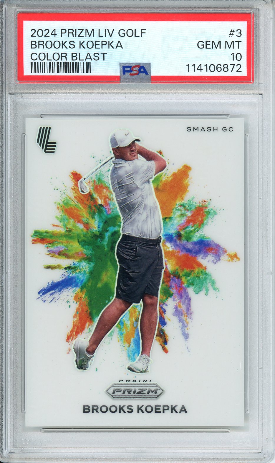 2024 Prizm LIV Golf Brooks Koepka Color Blast #3 PSA 10