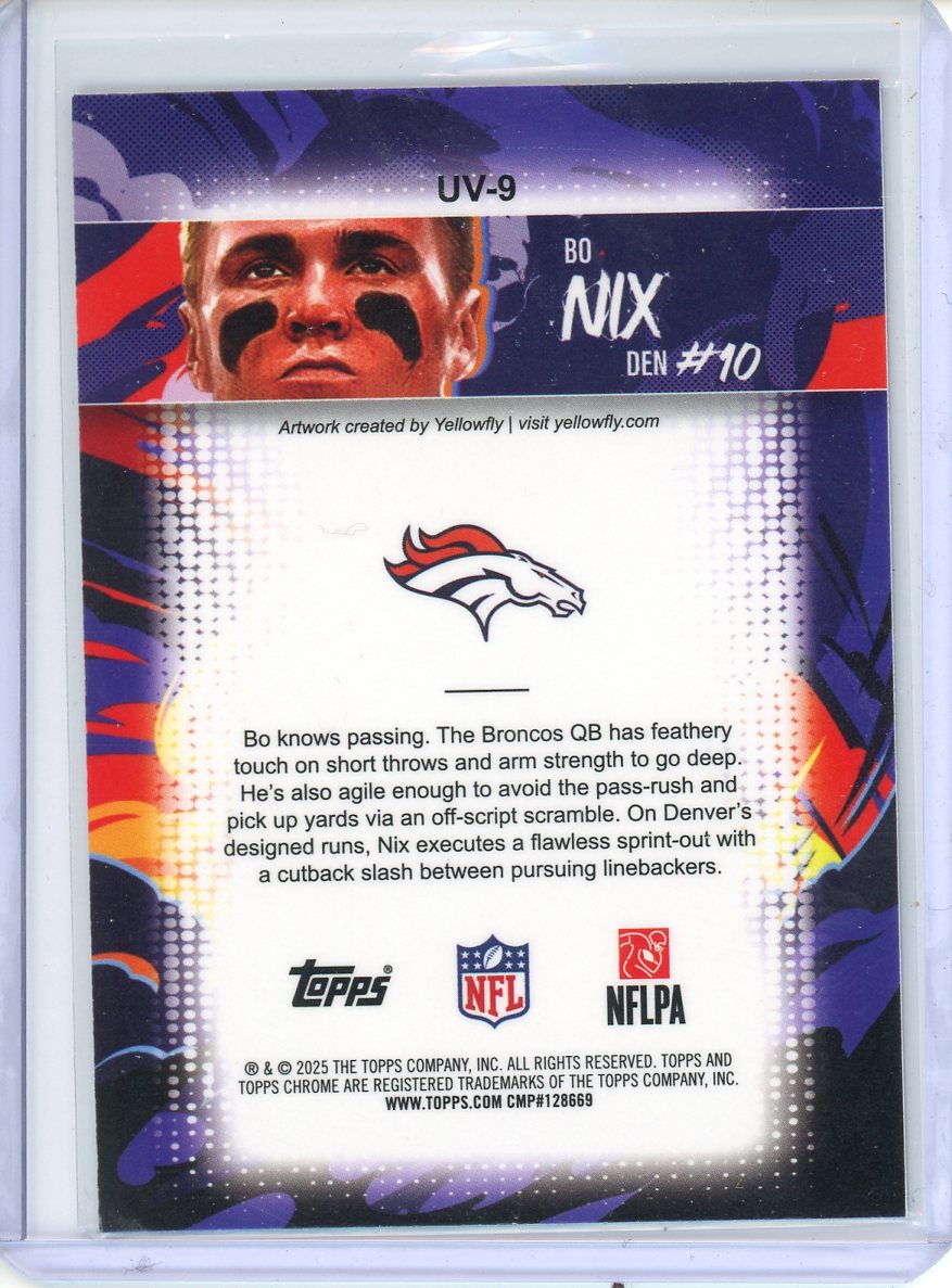 2025 Topps Chrome Football Bo Nix Ultra Violet UV-9