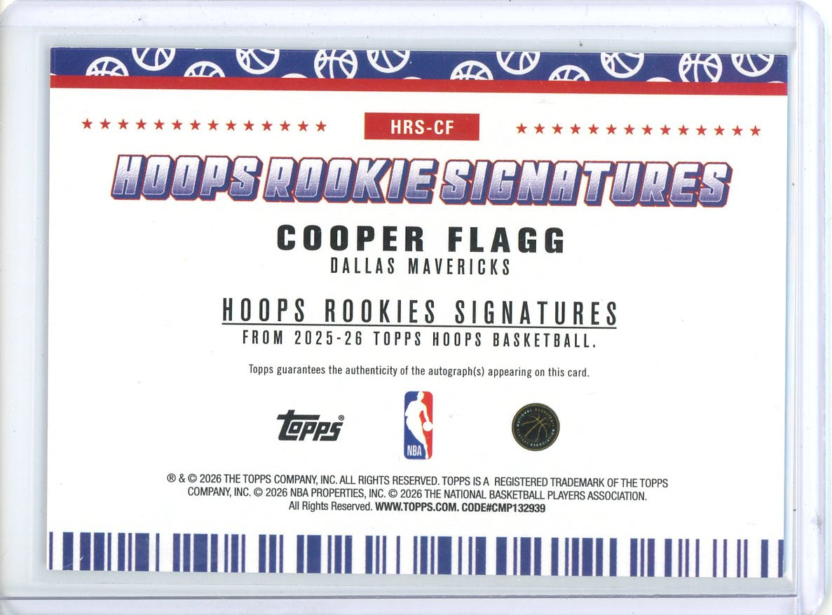 2025-26 Topps NBA Hoops Cooper Flagg Hoops Rookie Signatures Auto HRS-CF