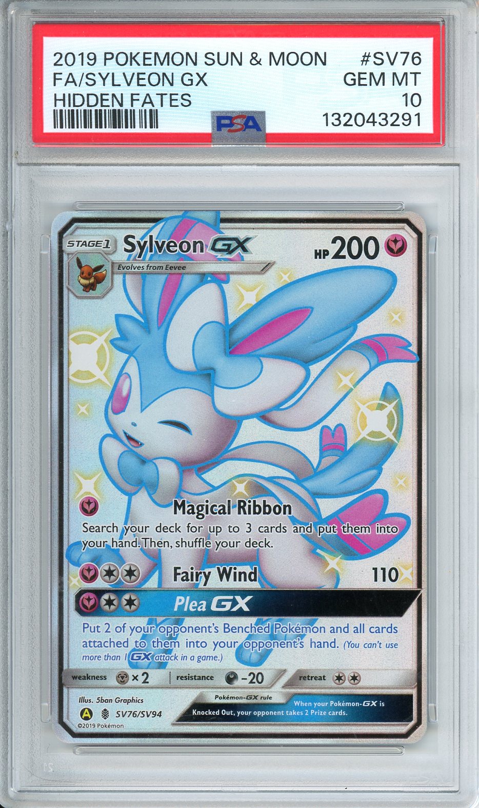 2019 Pokemon Sun Moon Sylveon GX Full Art Hidden Fates #SV76 PSA 10 Gem MT