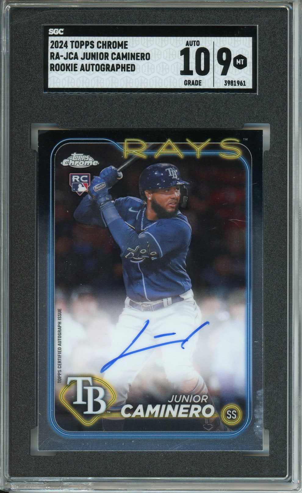 2024 Topps Chrome Junior Caminero Rookie Autograph SGC 9 Auto 10