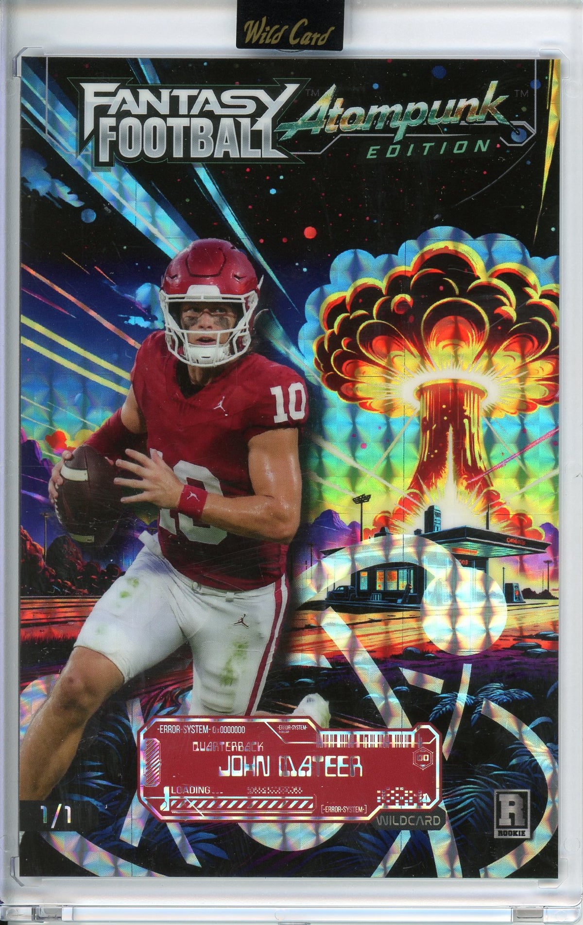 2026 Wild Card Fantasy Football Atompunk John Mateer 1/1 Mammoth Rookie