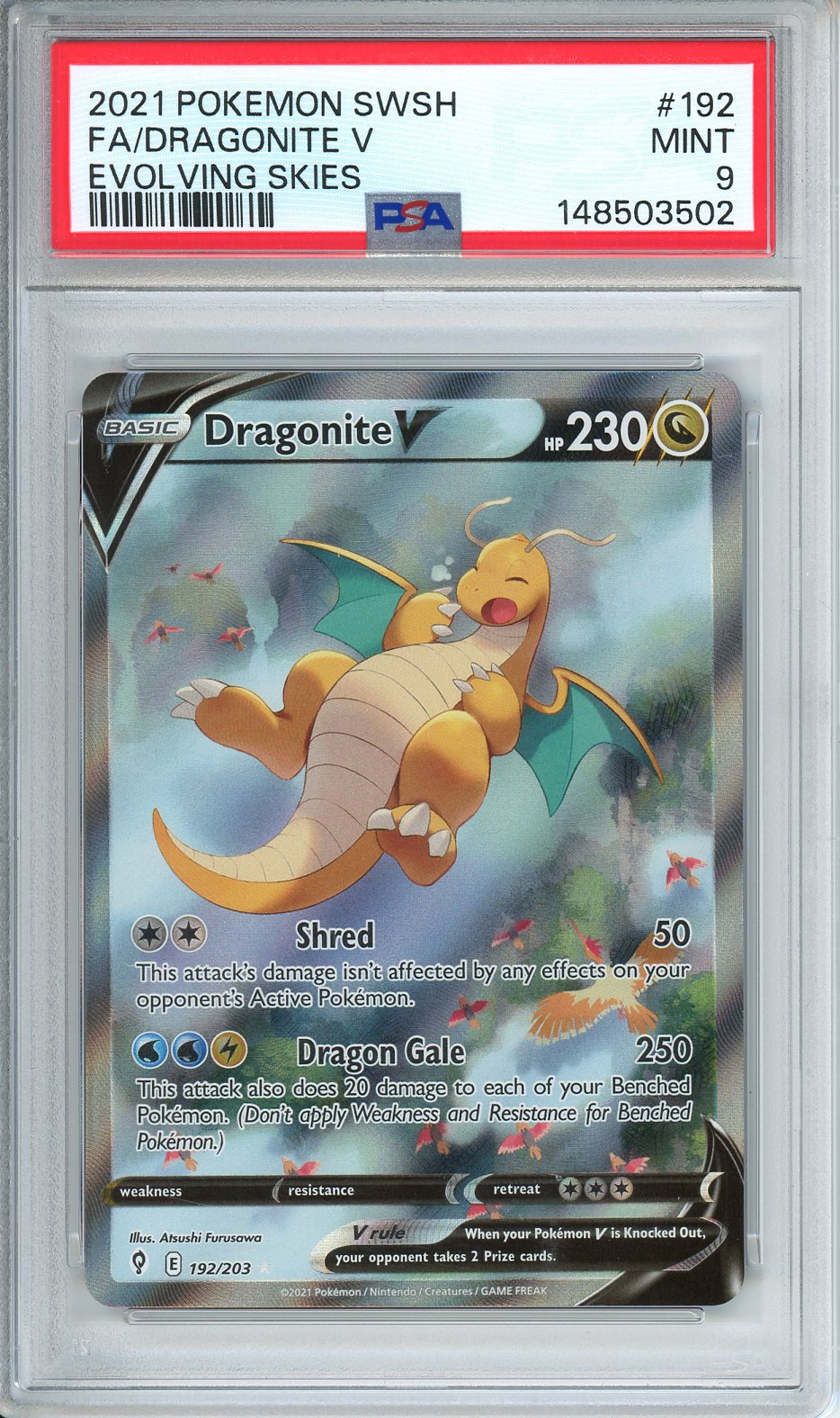 Pokemon SWSH FA/ Dragonite V Evolving Skies #192 PSA 9