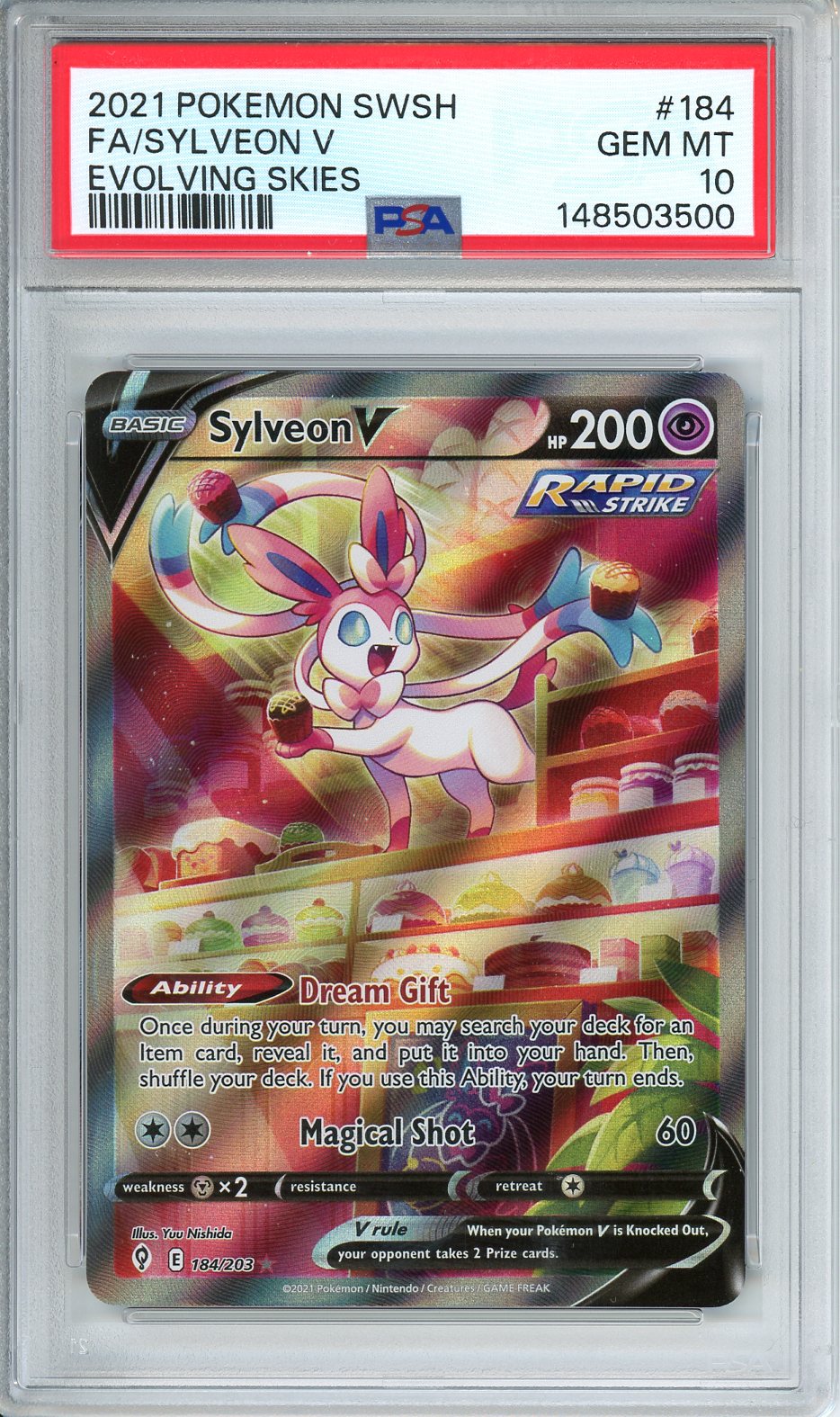 Pokemon SWSH FA/ Sylveon V Evolving Skies #184 PSA 10