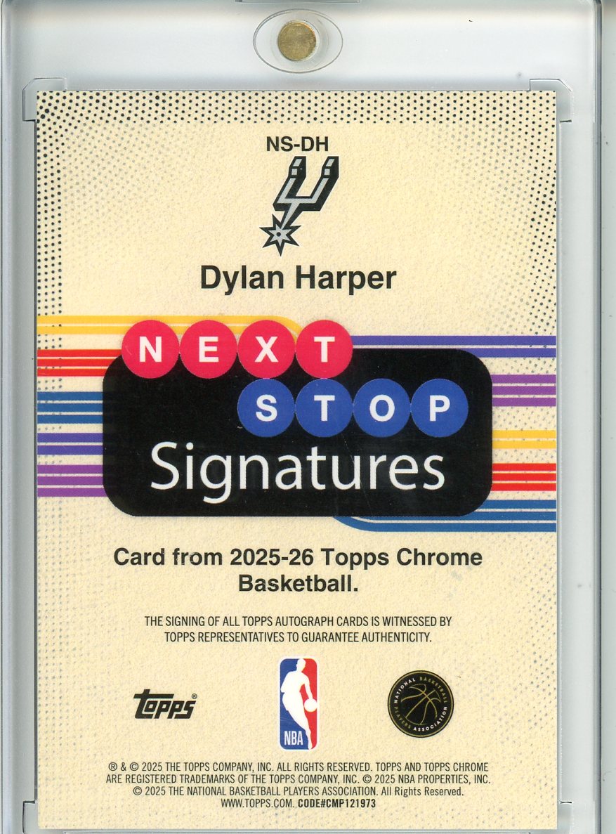 2025-26 Topps Chrome Dylan Harper Next Stop Signatures Auto NS-DH