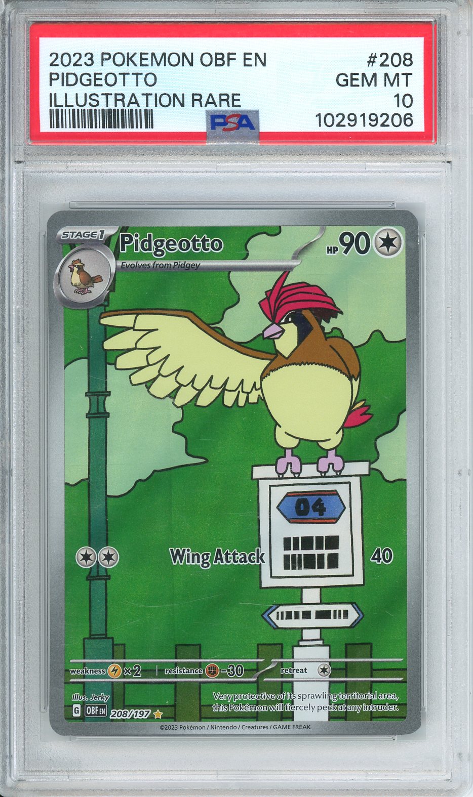 Pokemon OBF Pidgeotto Illustration Rare #208 PSA 10