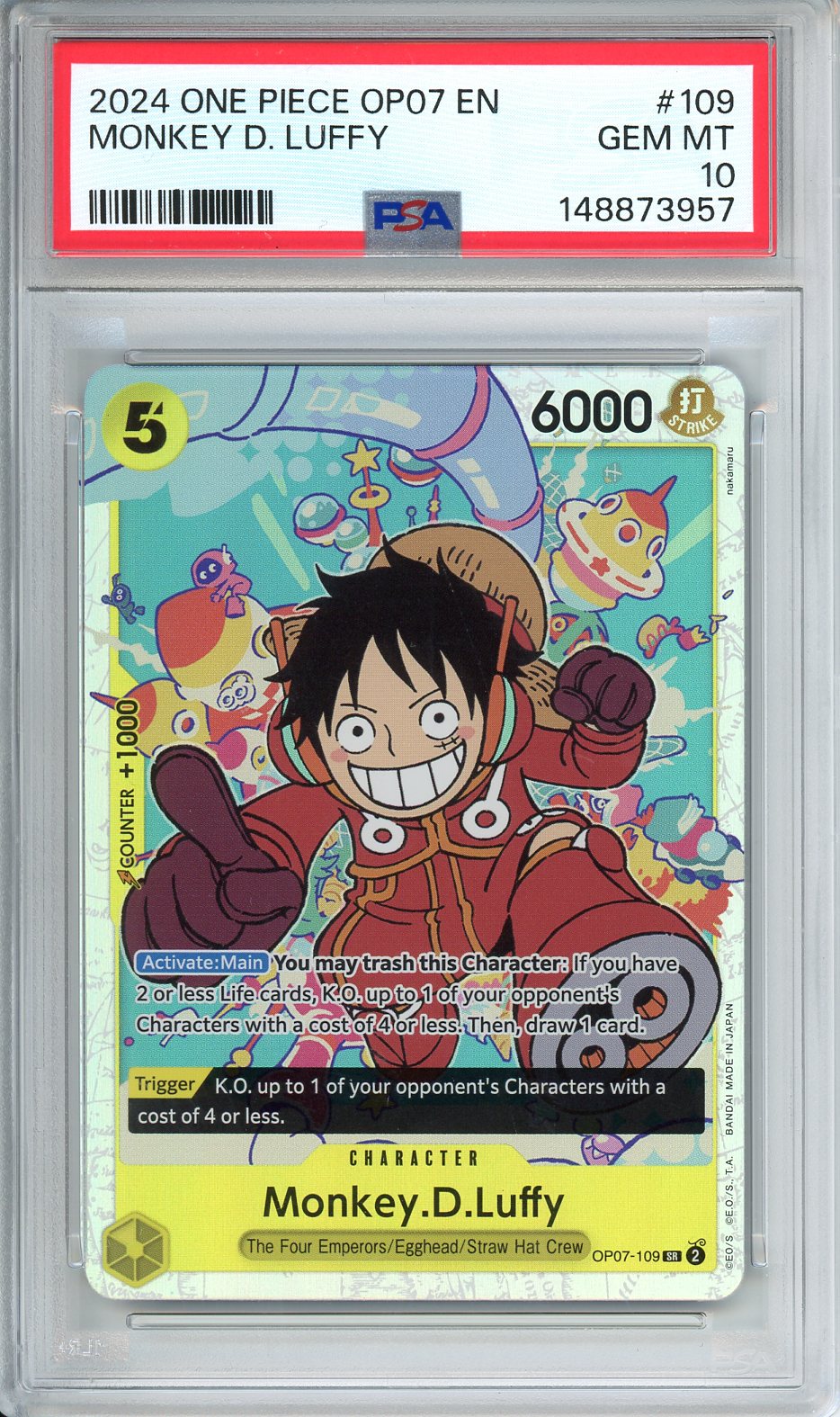 One Piece Monkey D. Luffy OP07-109 PSA 10