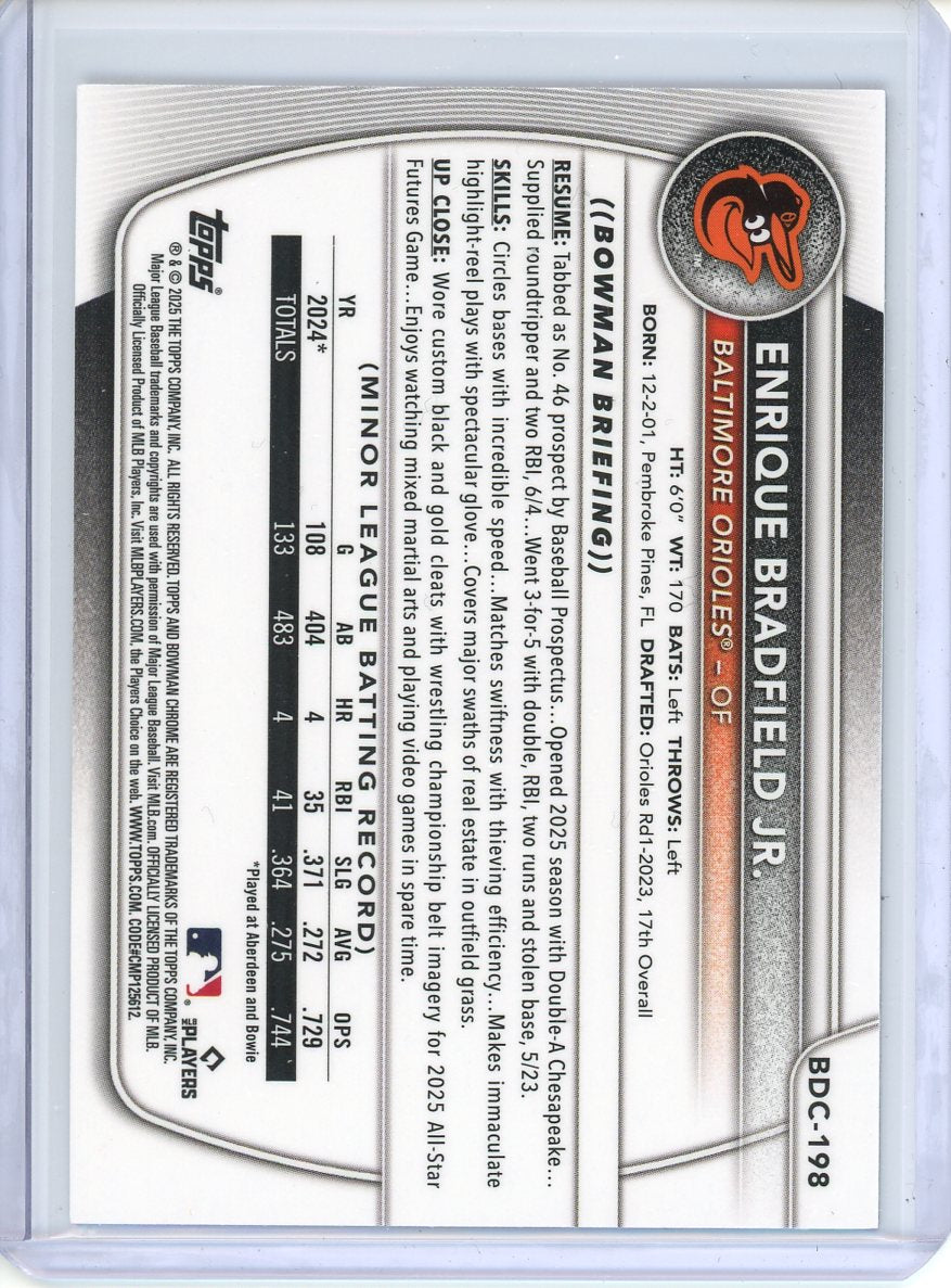 2025 Bowman Draft Chrome Enrique Bradfield Jr #BDC-198 Metal Steel Refractor /100
