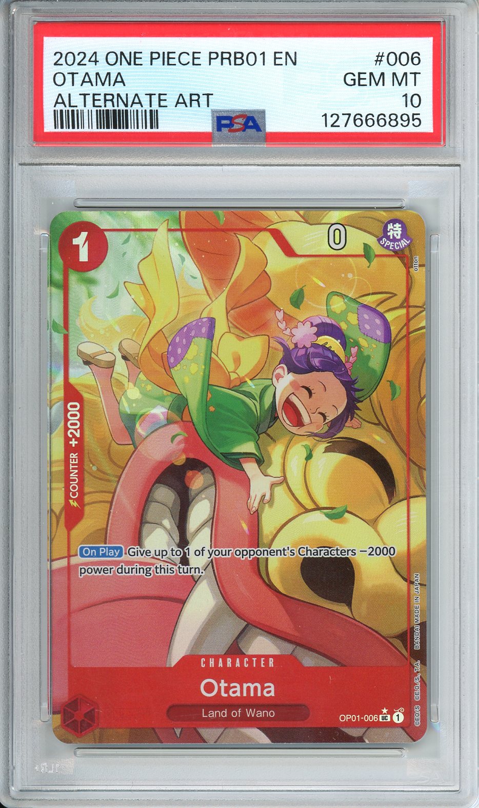 One Piece Otama Alt Art PRB01 OP01-006 PSA 10