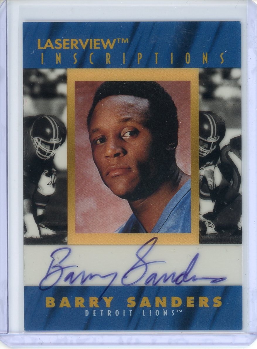 1996 Barry Sanders Pinnacle Football Laserview Auto Promo