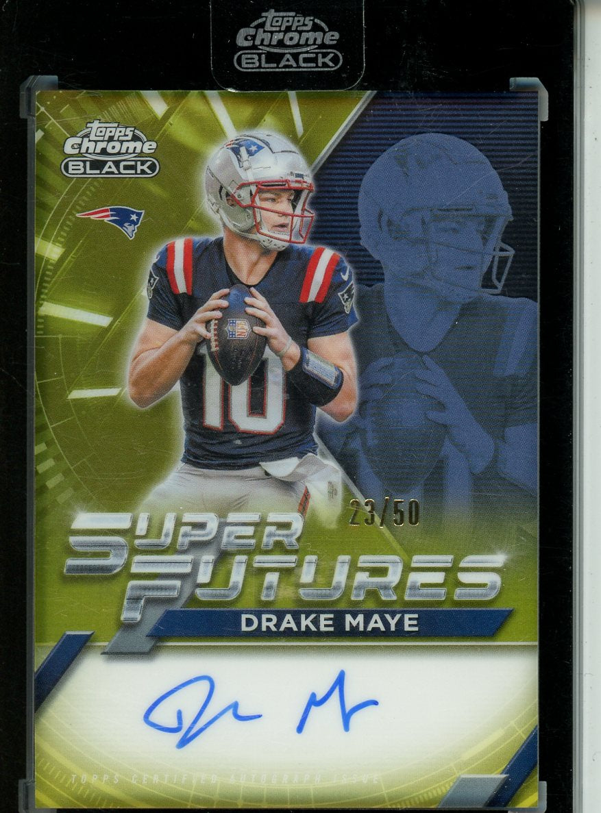 2025 Drake Maye Topps Chrome Black Football Super Futures Auto Gold 23/50