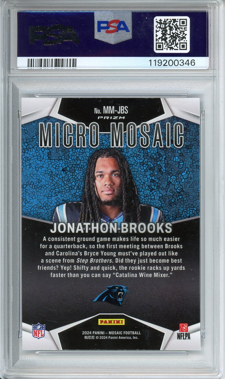 2024 Jonathan Brooks Mosaic Football Micro Mosaic Rookie PSA 9