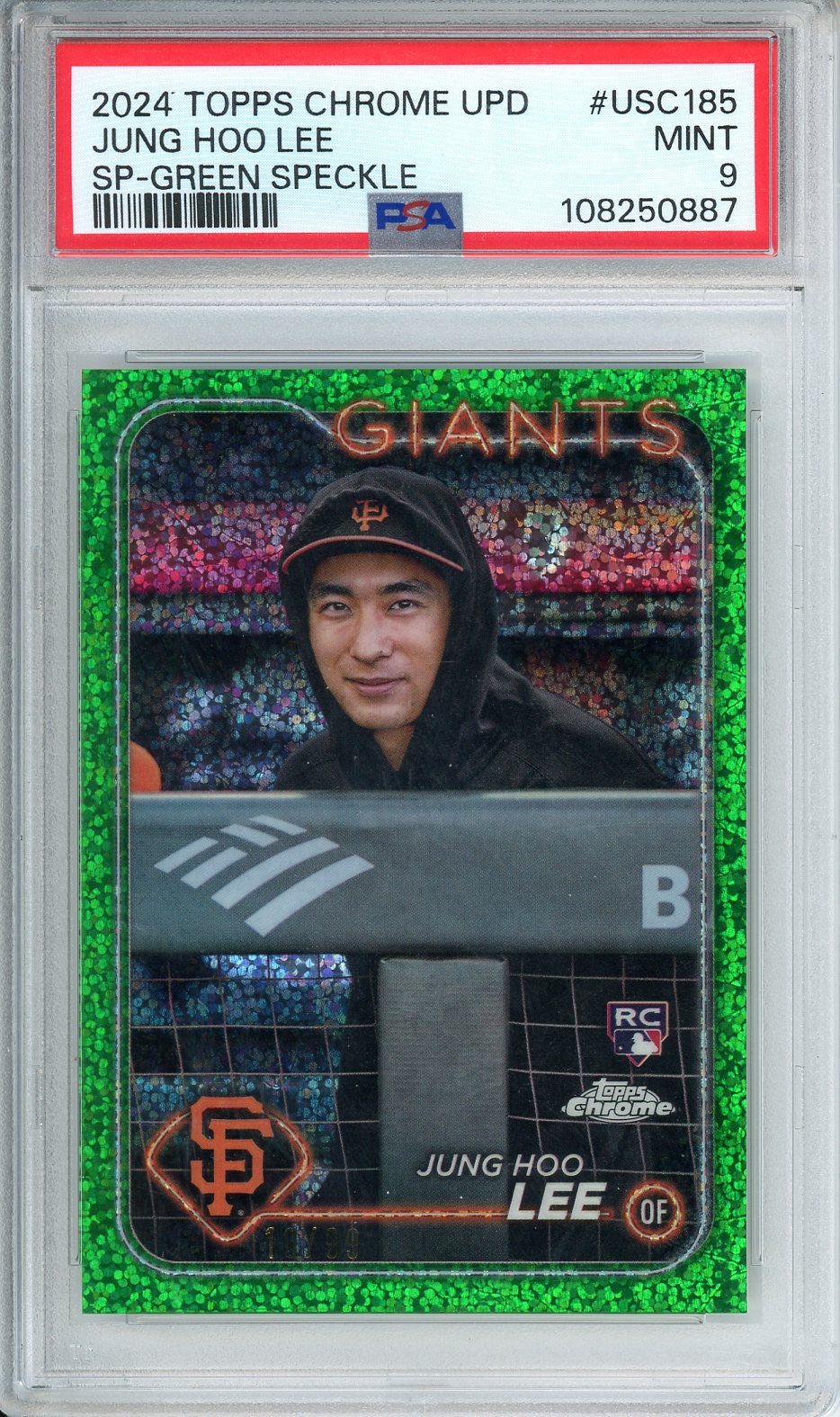 2024 Topps Chrome Update Jung Hoo Lee Green Speckle /99 SP PSA 9