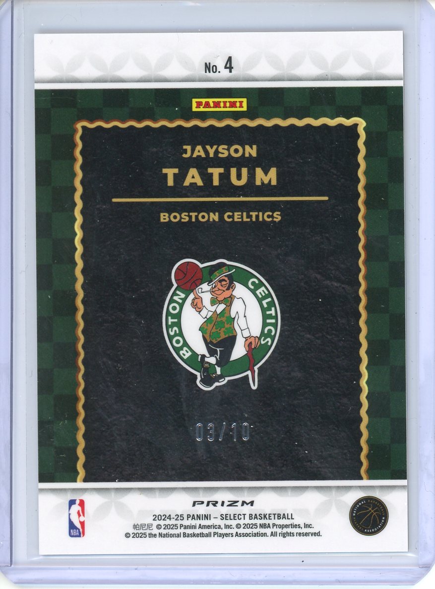 2024-25 Select Basketball Jayson Tatum Gold Prizm /10 No. 4 Celtics