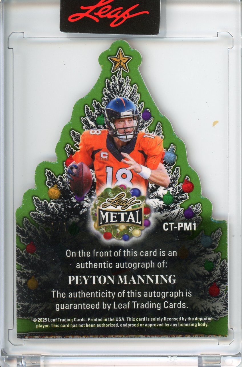 2025 Leaf Metal Holiday Peyton Manning Christmas Tree Auto 1/1 CT-PM1