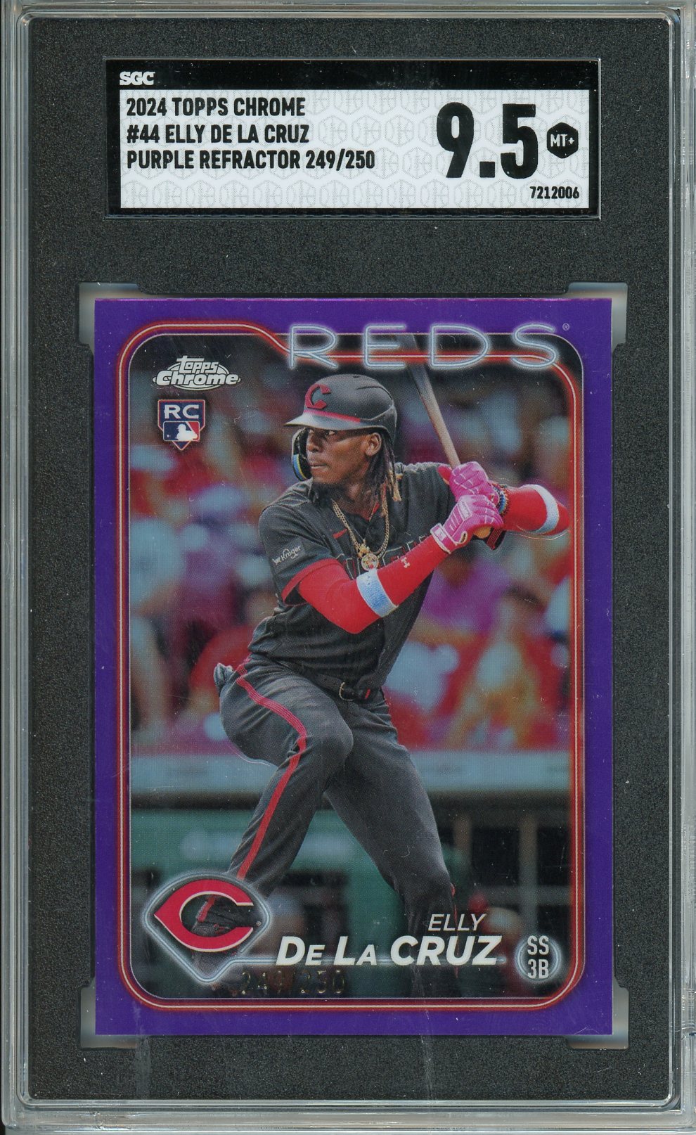 2024 Topps Chrome Elly De LA Cruz Purple Refractor /250 SGC 9.5