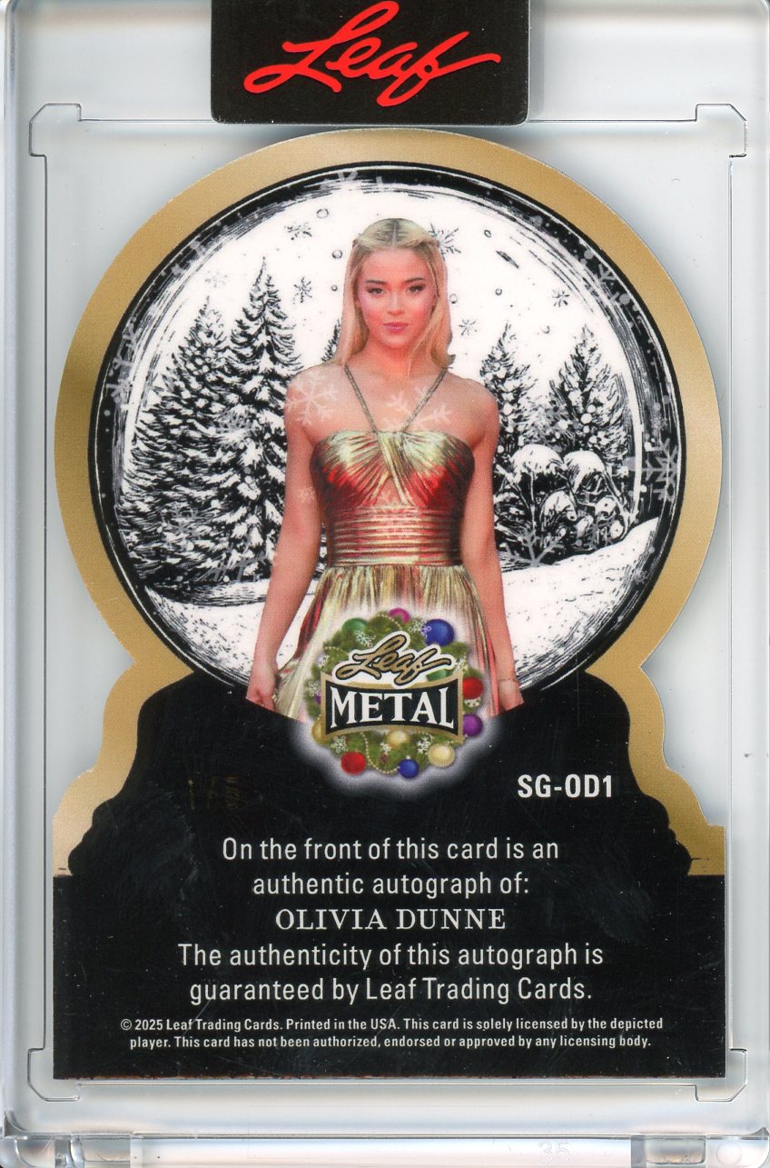 2025 Leaf Metal Holiday Olivia Dunne Snowglobe Auto /5 SG-OD1