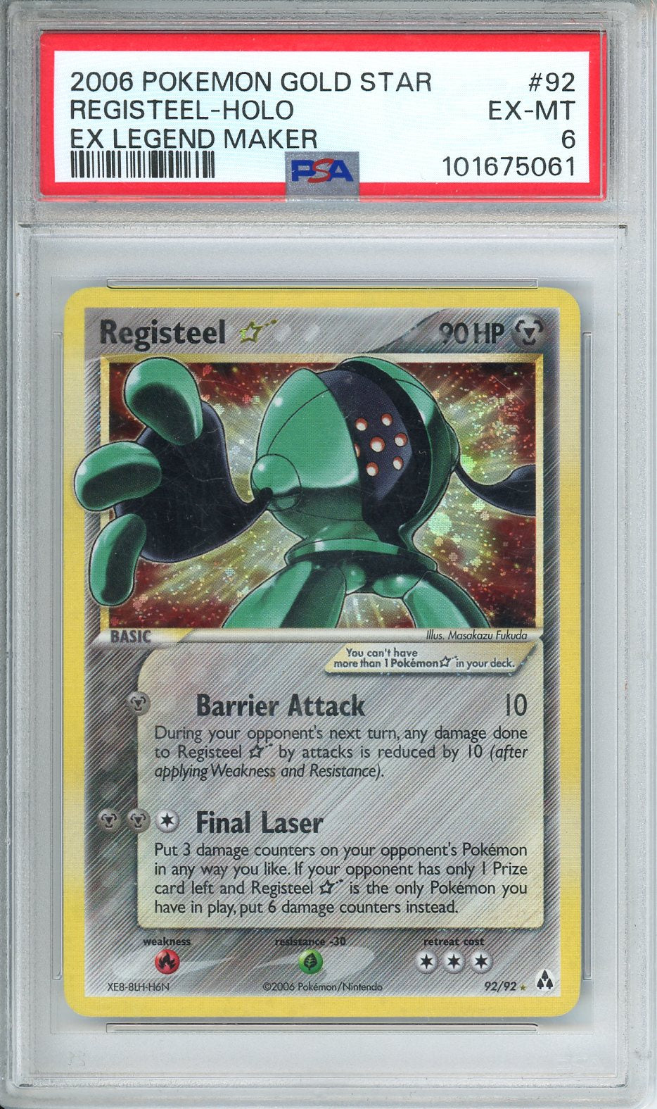 2006 Pokemon Registeel Holo Gold Star Ex Legend Maker PSA 6