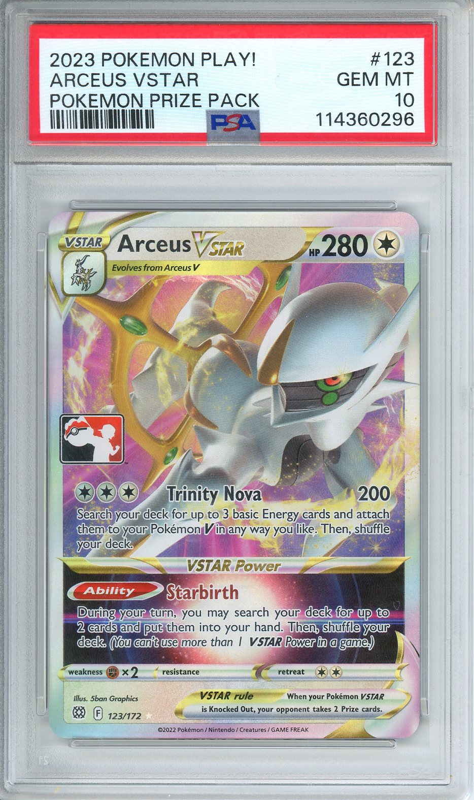 2023 Pokemon Play! Arceus Vstar Pokemon Prize Pack #123 PSA 10