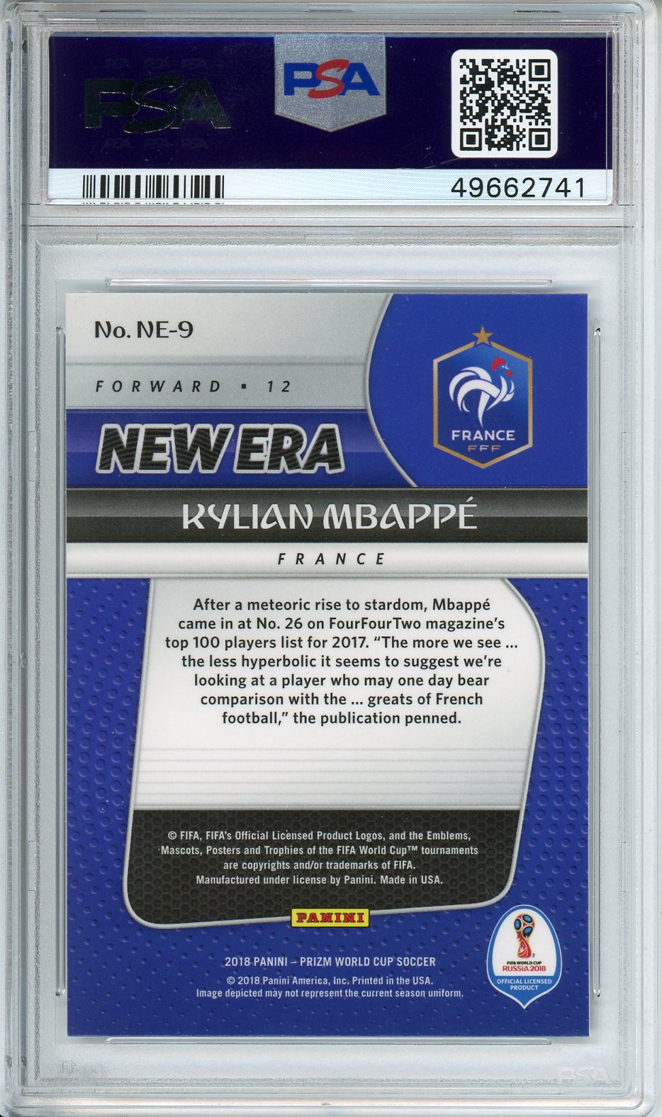 2018 Panini Prizm World Cup Kylian Mbappe #NE-9 New Era GEM MINT PSA 10