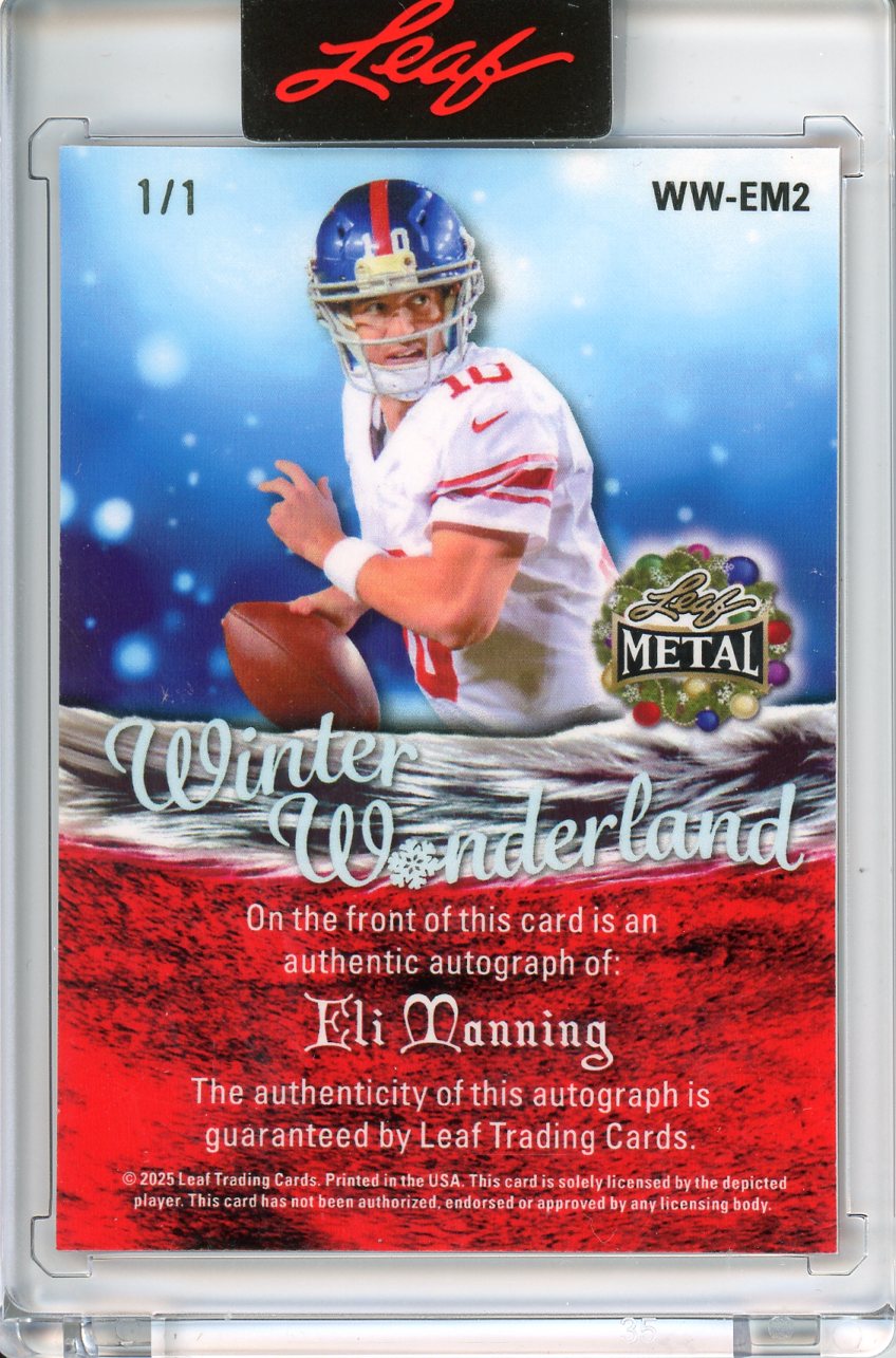 2025 Leaf Metal Holiday Eli Manning 1/1 Auto Winter Wonderland WW-EM2