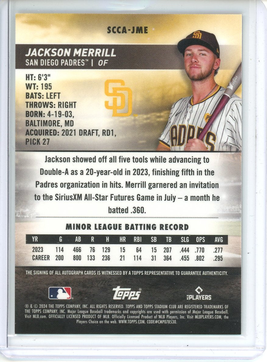 2024 Topps Stadium Club Chrome Jackson Merrill Auto Rookie SCCA-JME