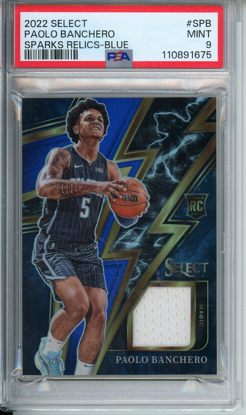 2022 Select Paolo Banchero Sparks Relics - Blue #SPB PSA 9