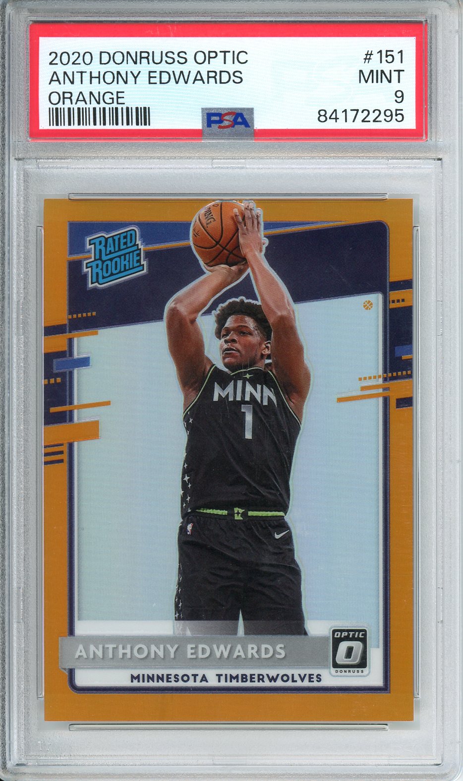 2020 Donruss Optic Anthony Edwards Orange #151 PSA 9