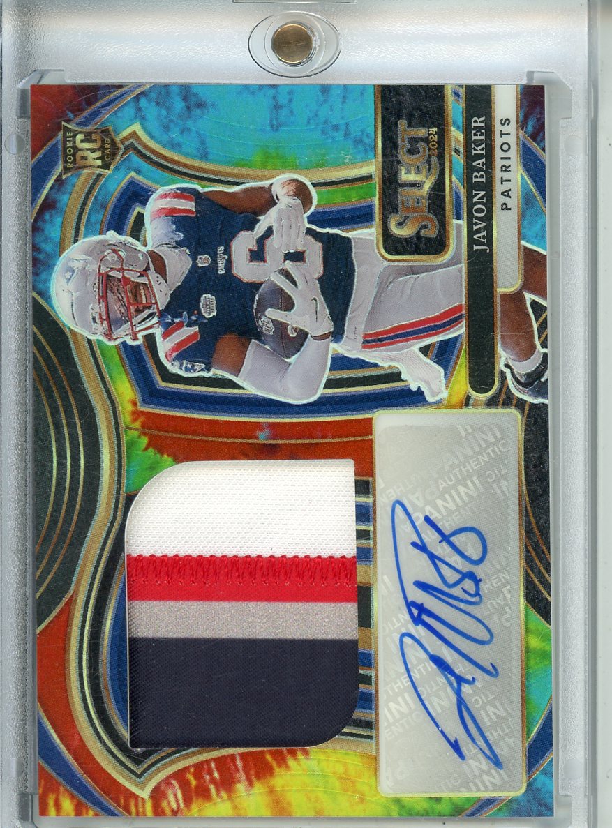 2024 Panini Select Javon Baker Tie Dye Rookie Patch Autograph 08/25 #JRSS-JBR