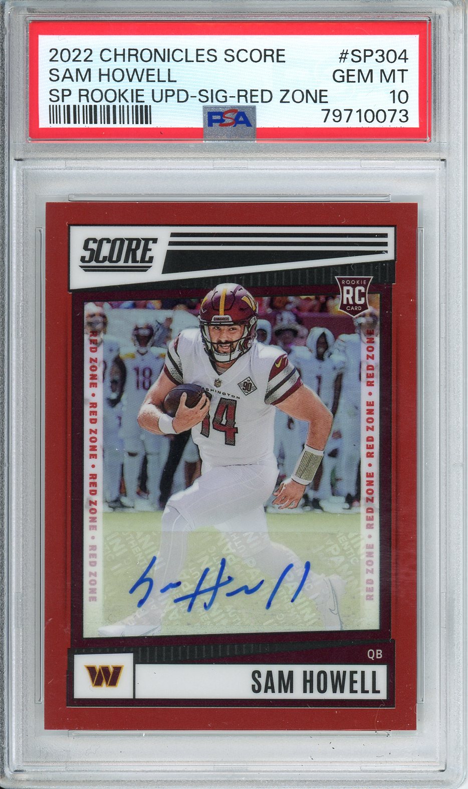 2022 Chronicles Score Sam Howell SP Rookie UPD - Sig - Red Zone #SP304 PSA 10