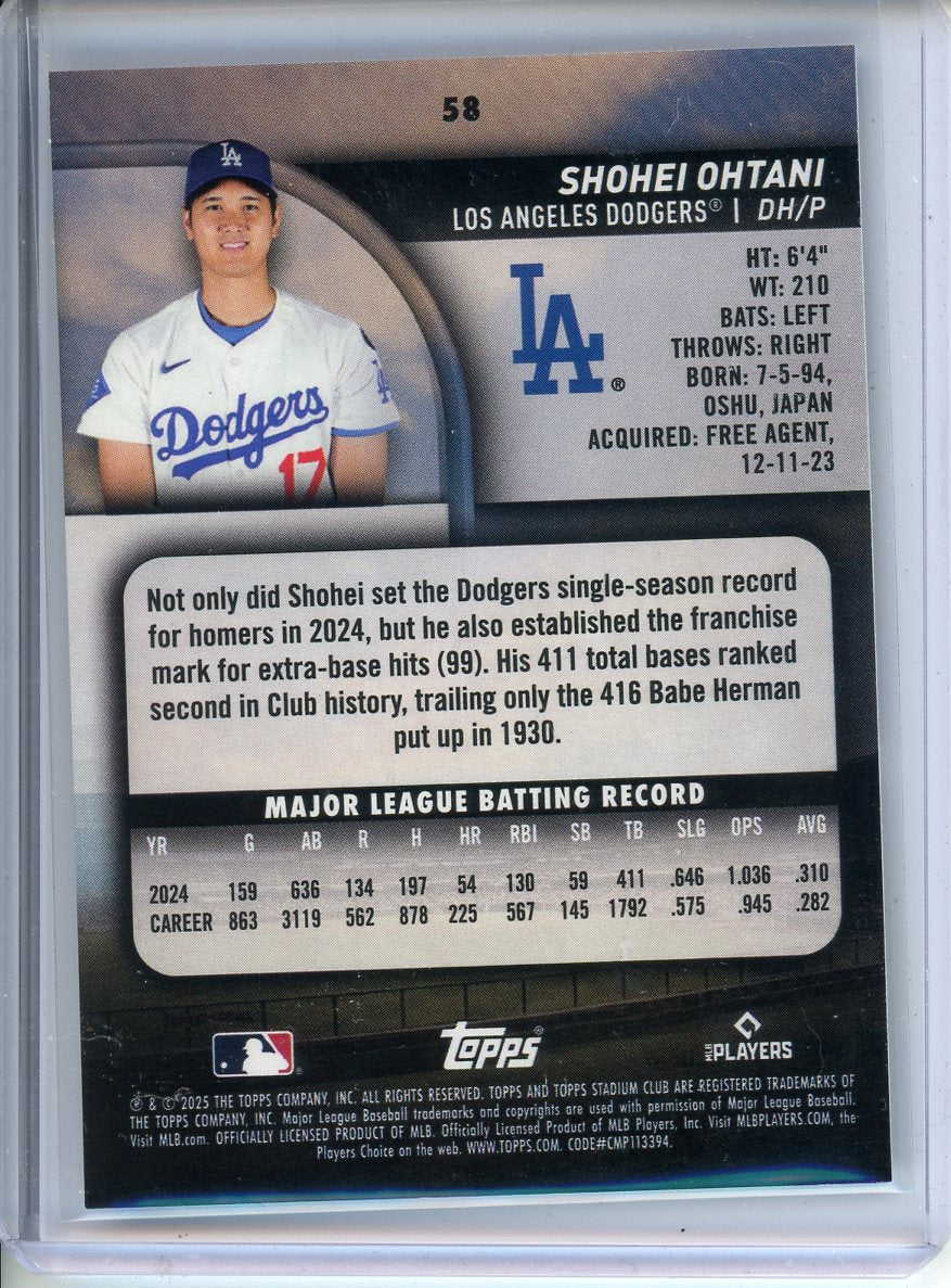 2025 Topps Shohei Ohtani Blank Teal Stadium Club #58