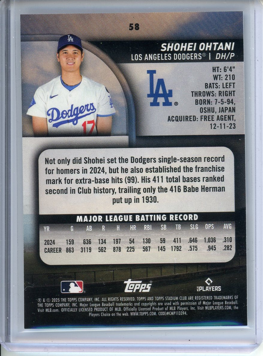 2025 Topps Shohei Ohtani Blank Teal Stadium Club #58