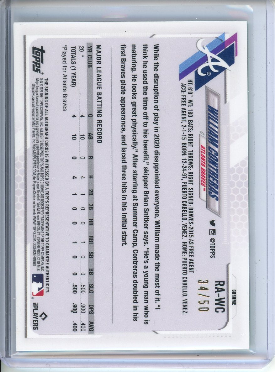 2021 Topps Chrome William Contreras Autograph Green Cracked Ice 34/50 RA-WC