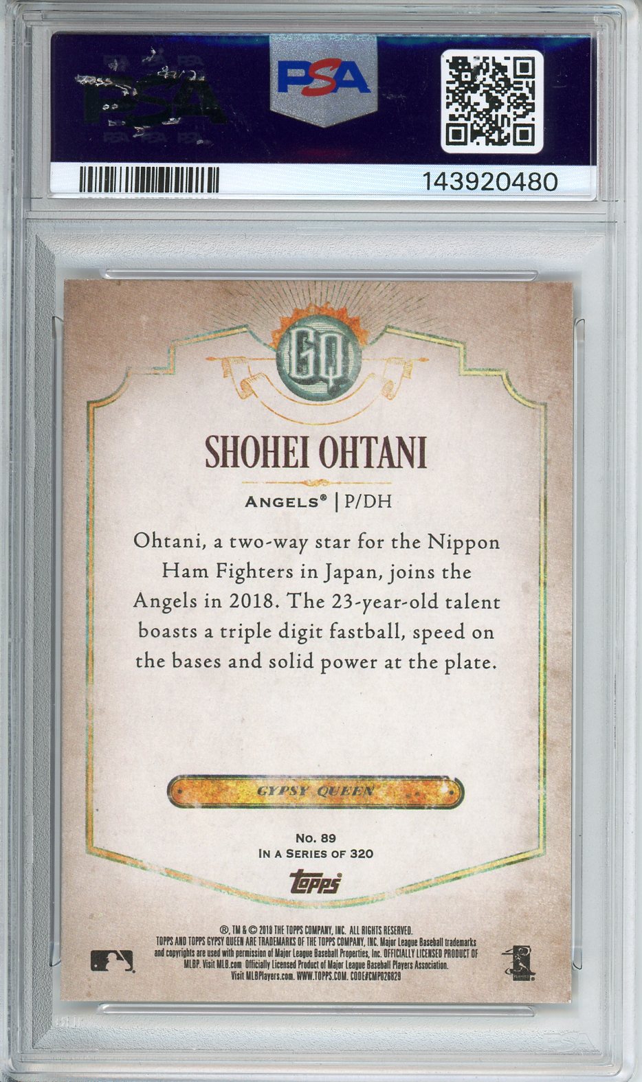 2018 Topps Gypsy Queen Shohie Ohtani #89 PSA 10
