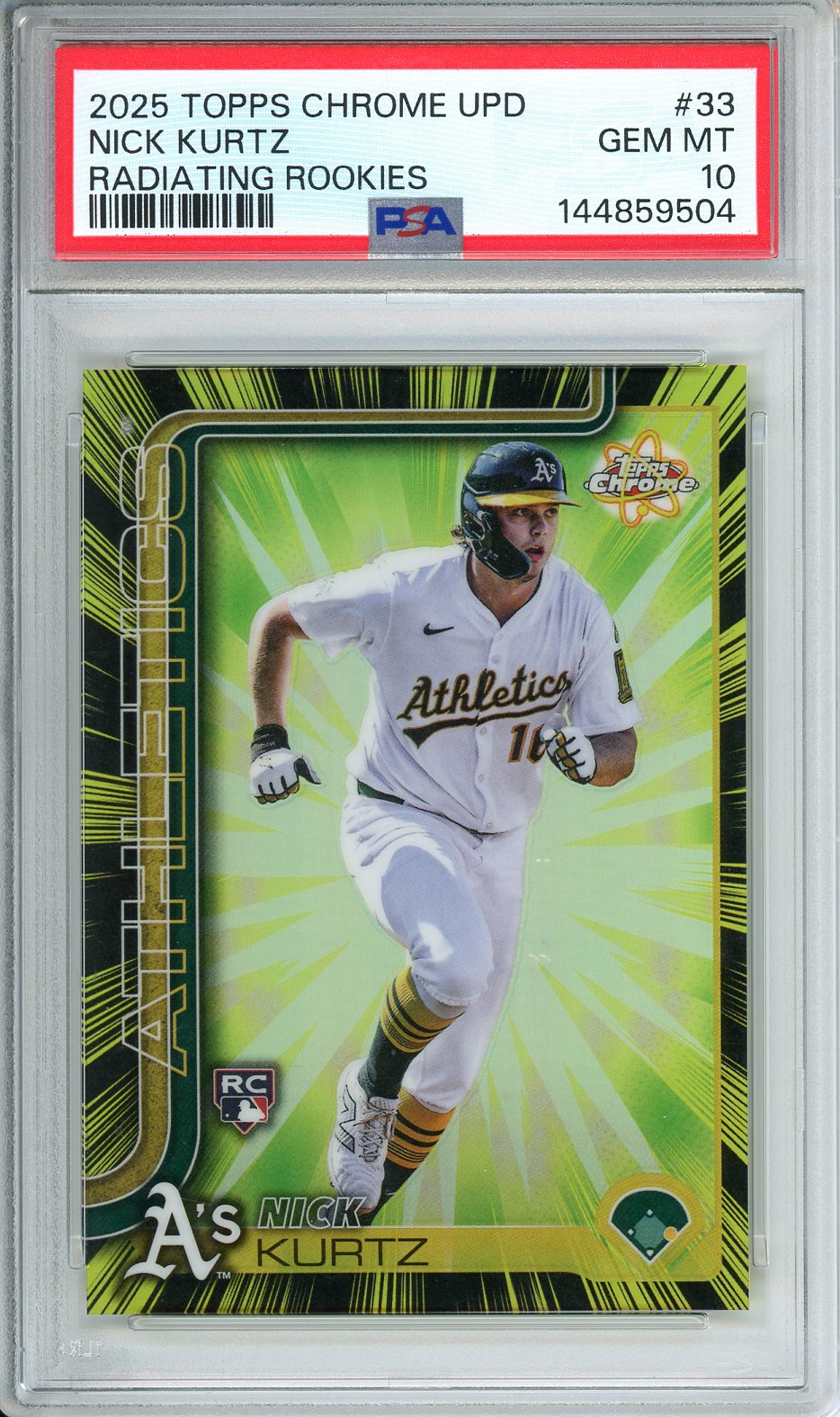 2025 Topps Chrome UPD Nick Kurtz Radiating Rookies #33 PSA 10
