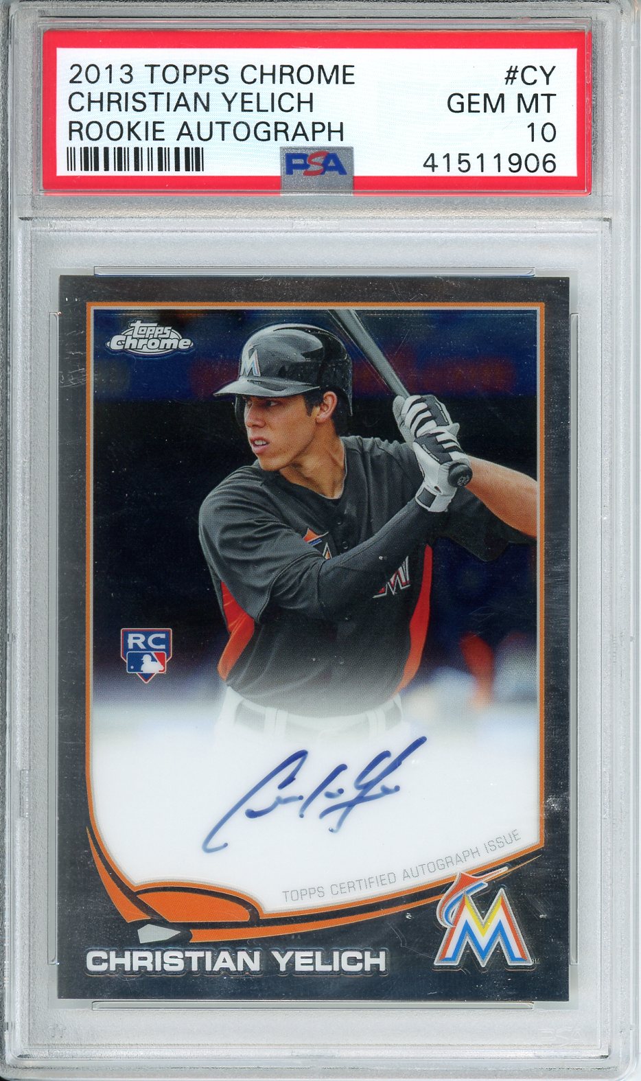 2013 Topps Chrome Christian Yelich Rookie Autograph #CY PSA 10
