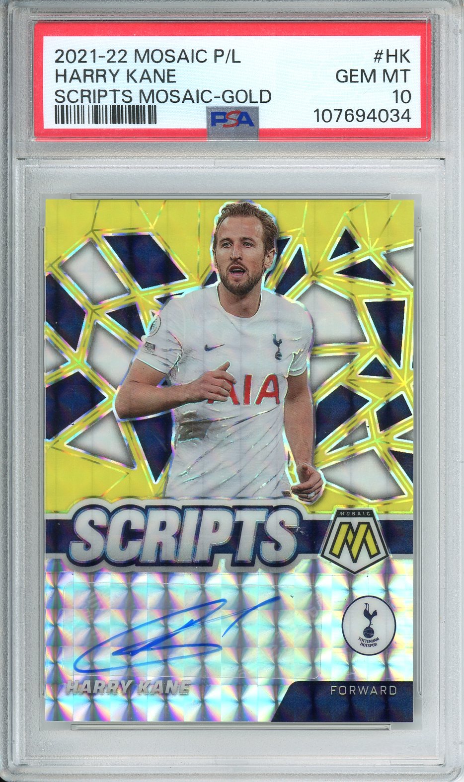 2021 - 22 Mosaic P/L Harry Kane Scripts Mosaic - Gold #HK PSA 10