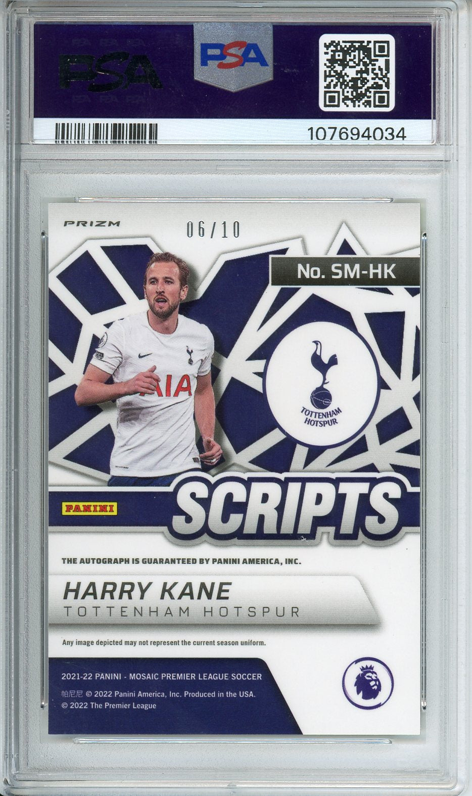 2021 - 22 Mosaic P/L Harry Kane Scripts Mosaic - Gold #HK PSA 10