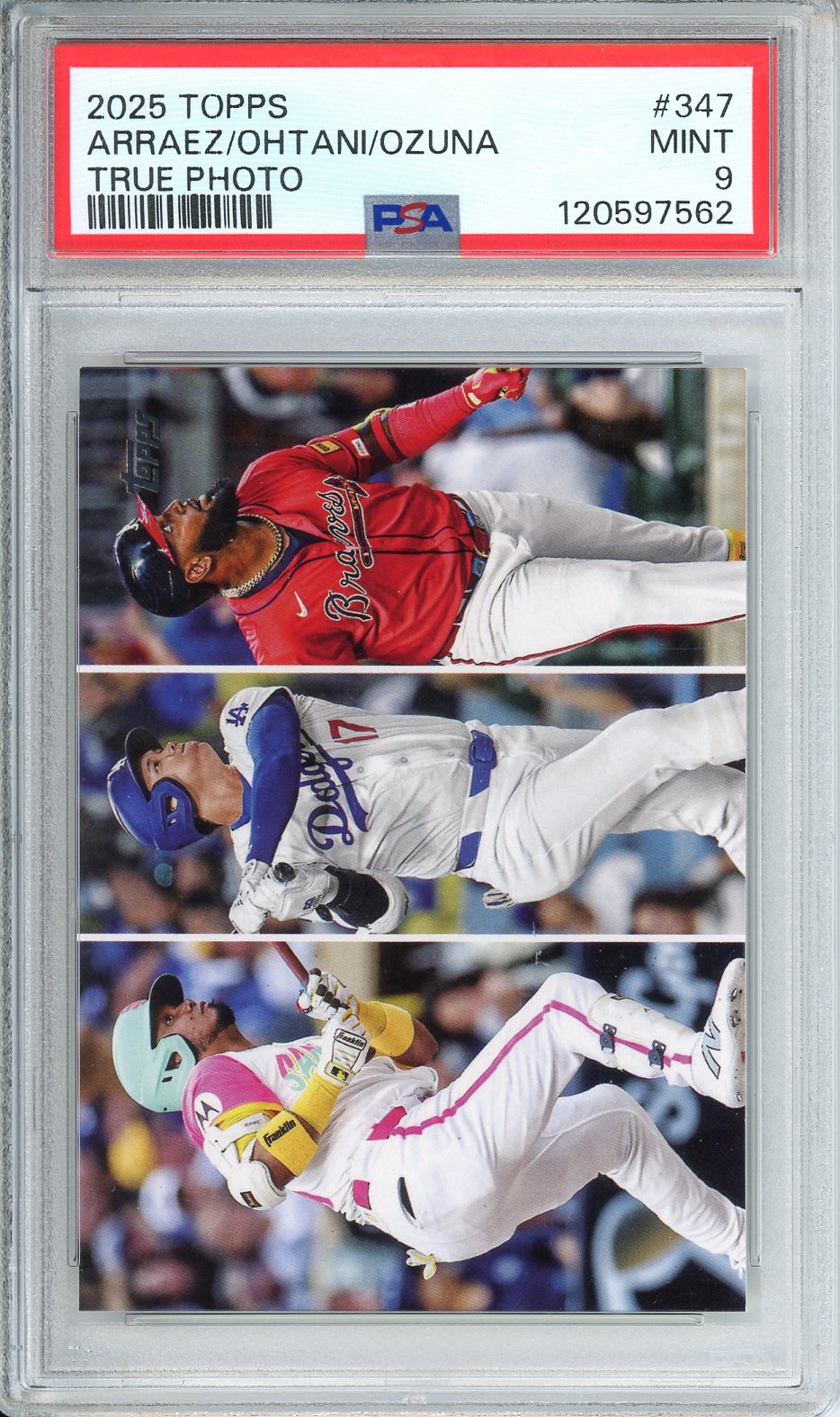 2025 Topps Arraez / Ohtani / Ozuna True Photo #347 PSA 9