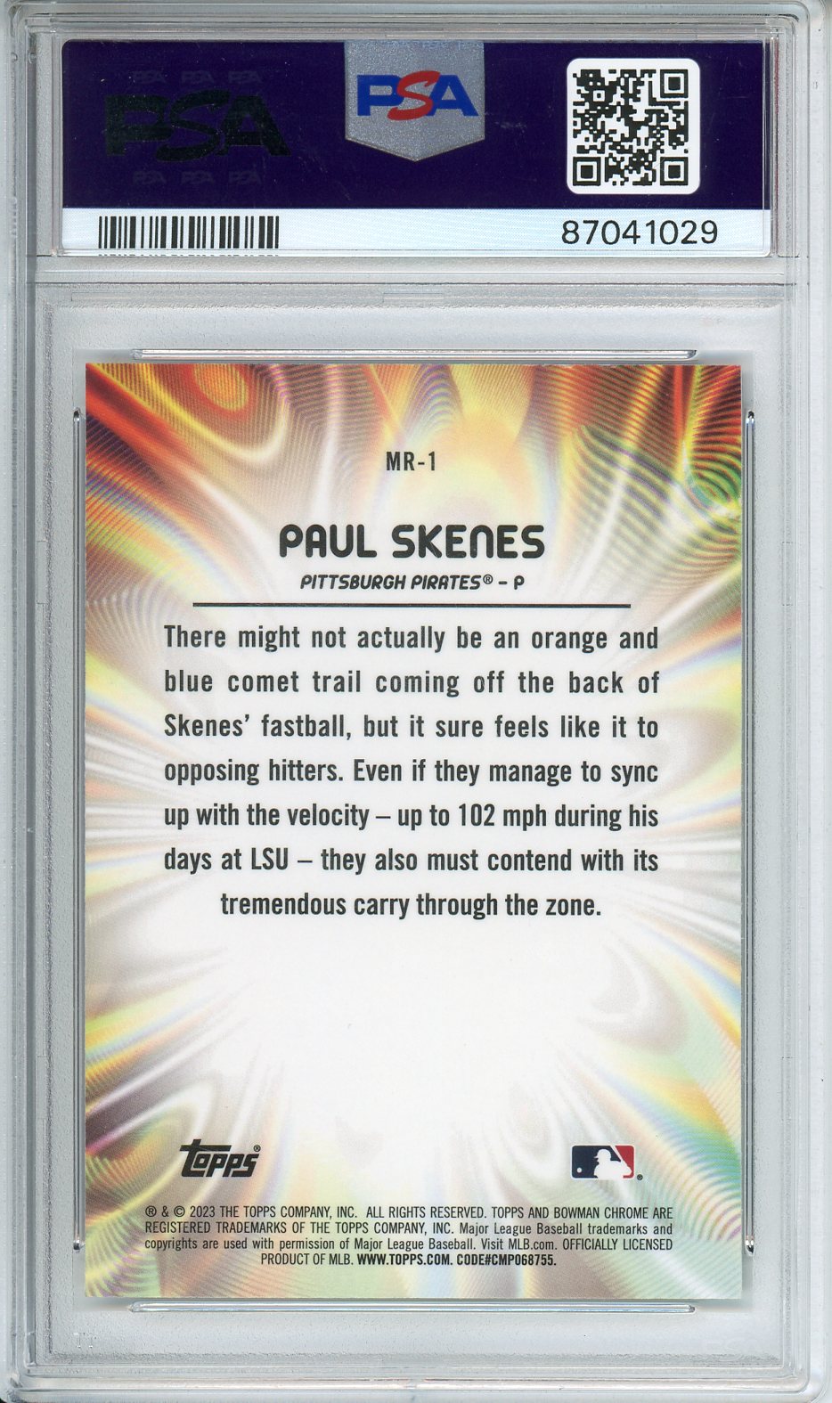 2023 Bowman Draft Paul Skenes Mood Ring #MR1 PSA 10