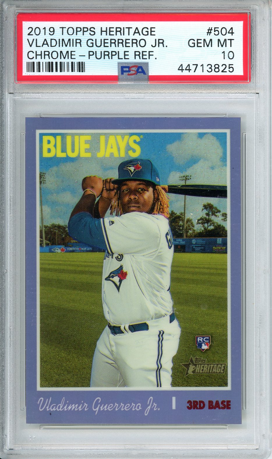 2019 Topps Heritage Vladimir Guerrero Jr. Chrome-Purple REF. #504 PSA 10