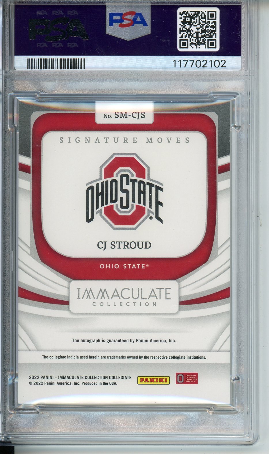 2022 Immaculate CLGT. CJ Stroud Signature Moves #SMCJS PSA 8