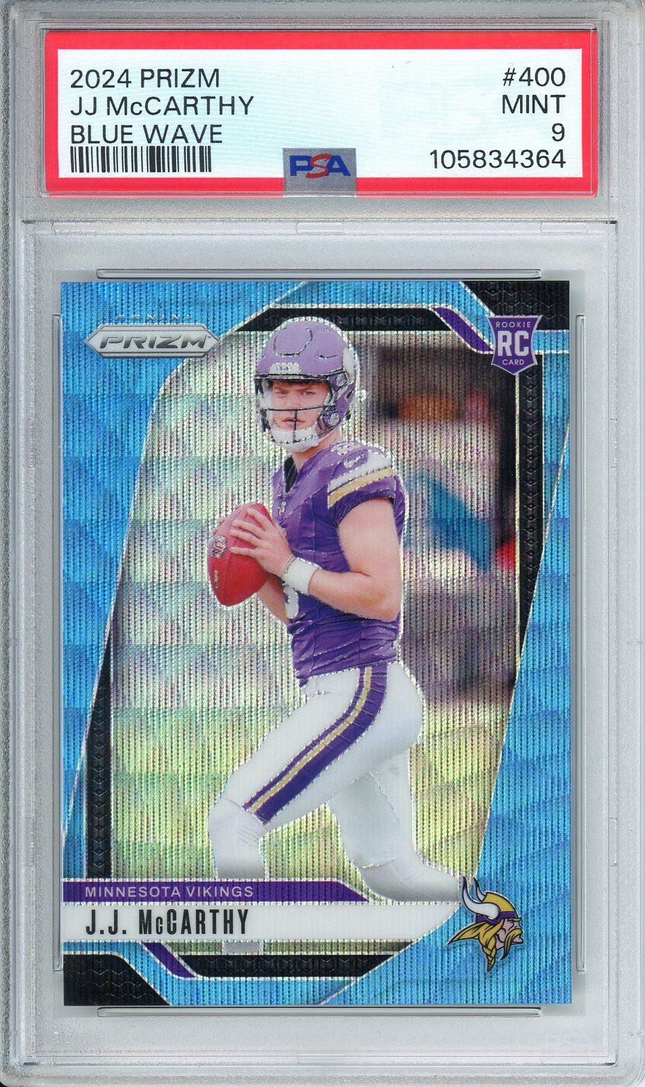 2024 Prizm JJ McCarthy Blue Wave #400 PSA 9