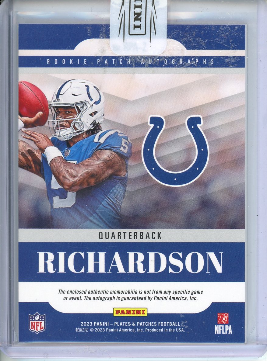 2023 Panini Anthony Richardson Plates and Patches Autograph 005/149