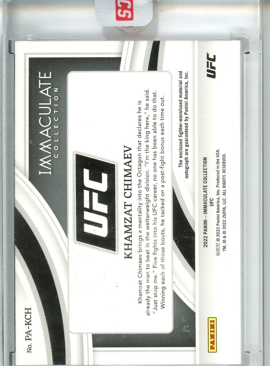 2022 Panini Immaculate Khamzat Chimaev Patch Autograph 05/49 #PA-KCH
