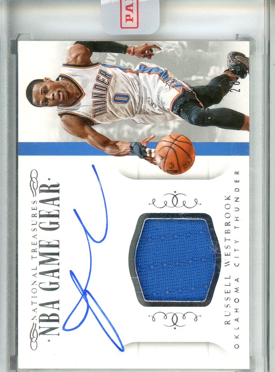 2014 - 2015 Panini Russel Westbrook National Tresures NBA Game Gear Patch Autograph 20/35 #GGS-RWB