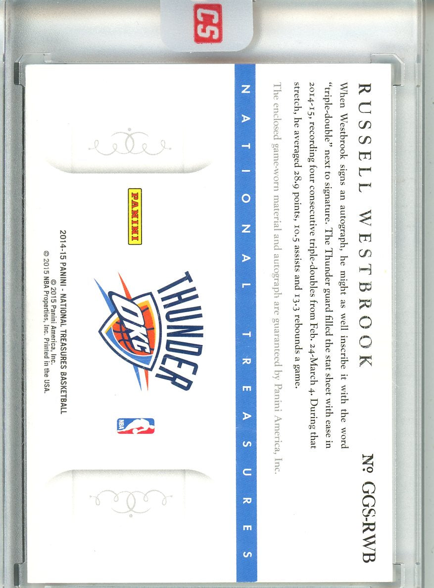 2014 - 2015 Panini Russel Westbrook National Tresures NBA Game Gear Patch Autograph 20/35 #GGS-RWB